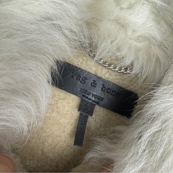 Rag & Bone Andrew Shearling Denim Zip Y2K Jacket - Picture 7 of 8